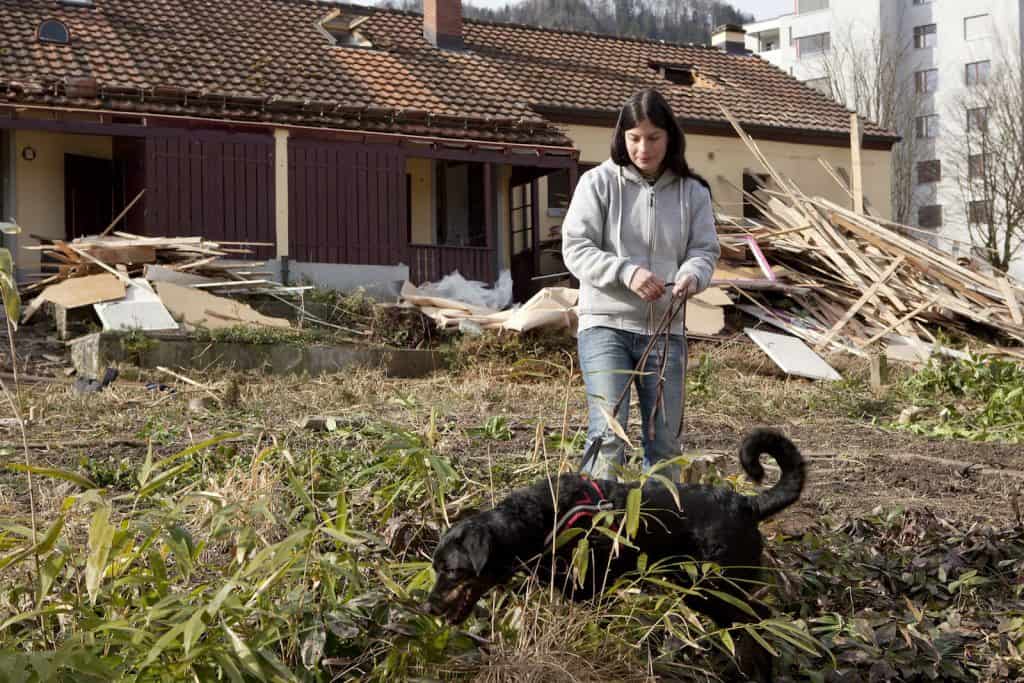 Mitarbeiterin des Igelzentrum Zürich hat sucht mit Ihrem Spürhund nach Igeln.
