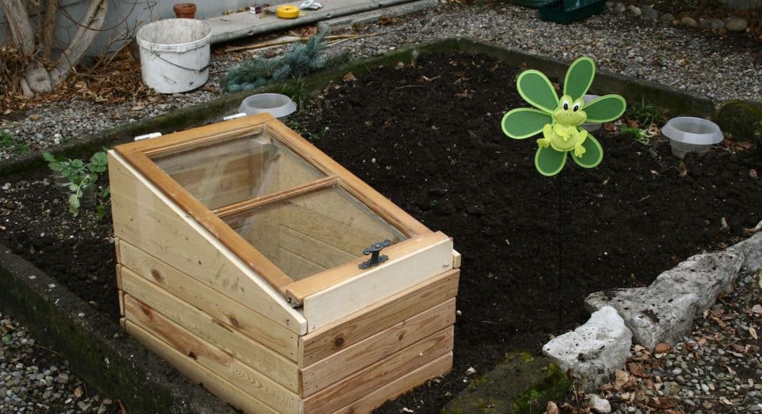 Das Frühbeet ist fertig und im Garten.