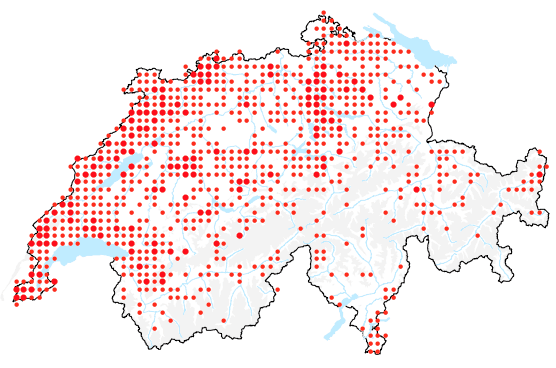 Die schweizweite Verbreitung der Einbeere, Paris quadrifolia. 