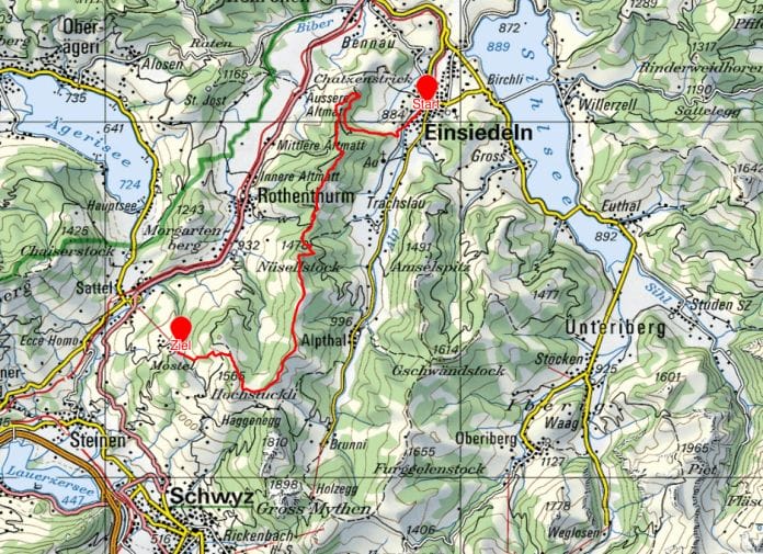 Route der Wanderung im Mostelberg.