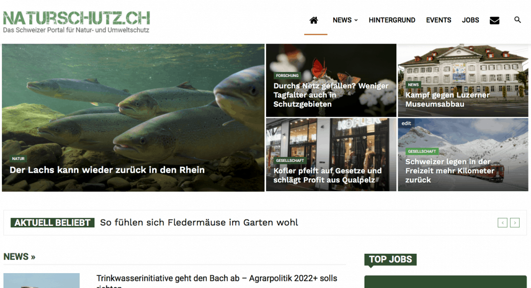 Screenshot neue Website naturschutz.ch